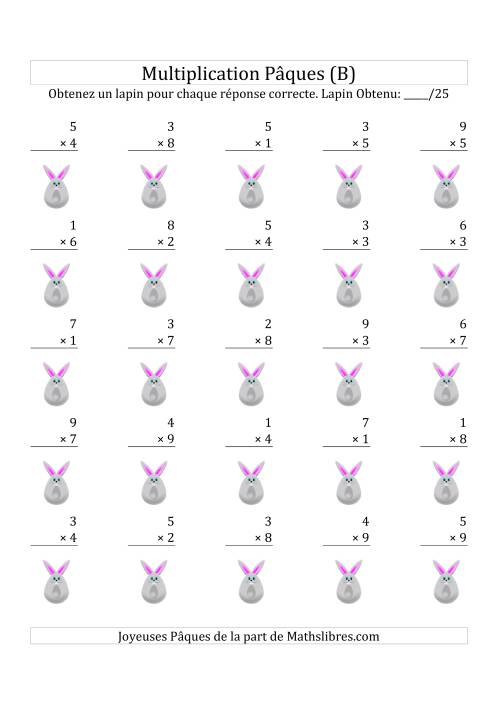 Multiplication de Pâques à Un Chiffre (B)