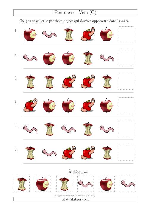 Patrons des Pommes et Vers avec Une Seule Particularité (Forme) (C)