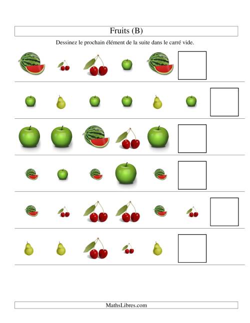 Suites d'images -- Fruits -- Deux attributs (B)