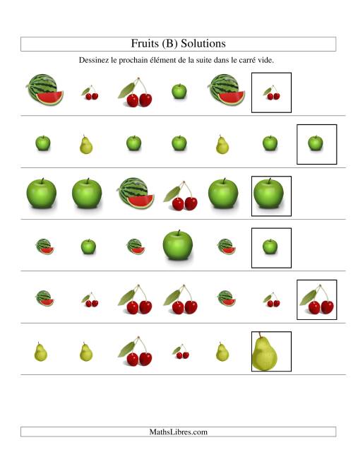 Suites d'images -- Fruits -- Deux attributs (B) page 2