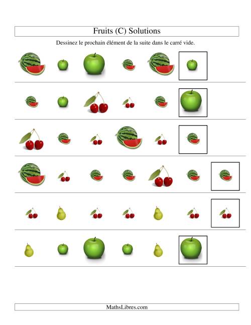 Suites d'images -- Fruits -- Deux attributs (C) page 2