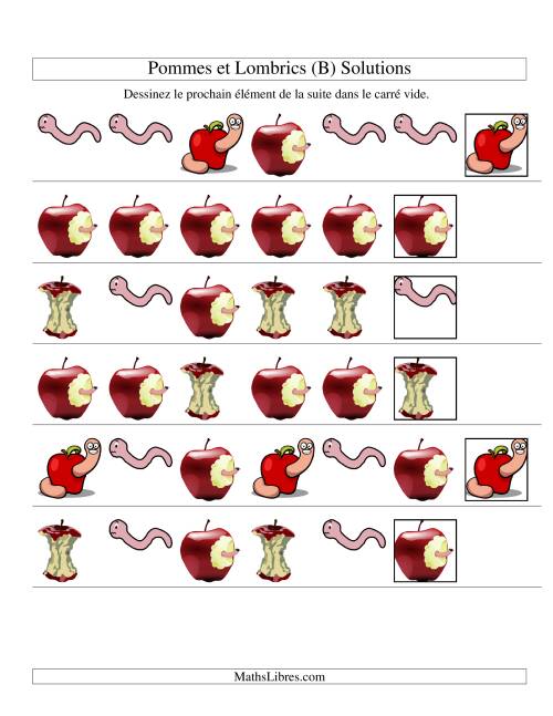 Suites d'images -- Pommes et lombrics -- Un attribut (B) page 2