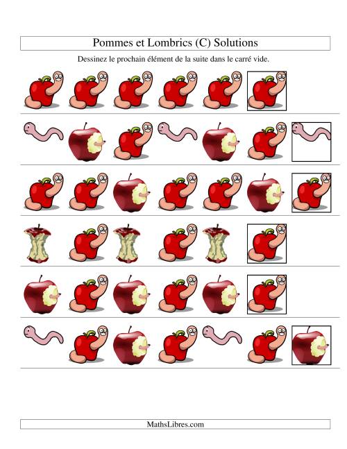 Suites d'images -- Pommes et lombrics -- Un attribut (C) page 2