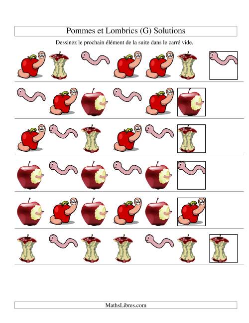 Suites d'images -- Pommes et lombrics -- Un attribut (G) page 2