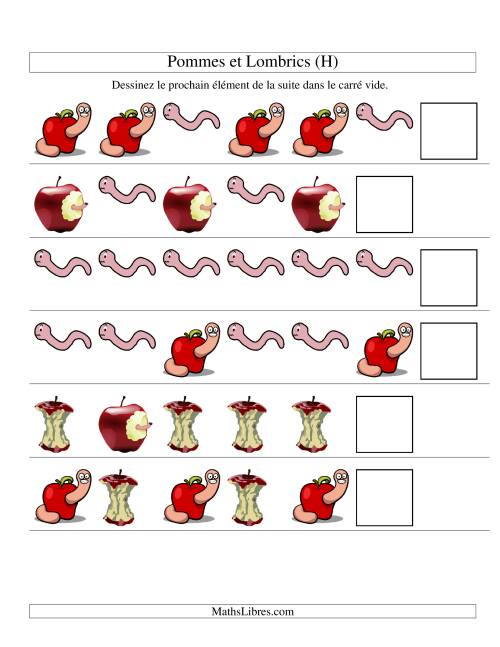 Suites d'images -- Pommes et lombrics -- Un attribut (H)