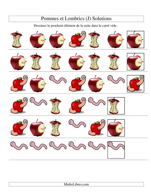 Suites d'images -- Pommes et lombrics -- Un attribut (J) page 2