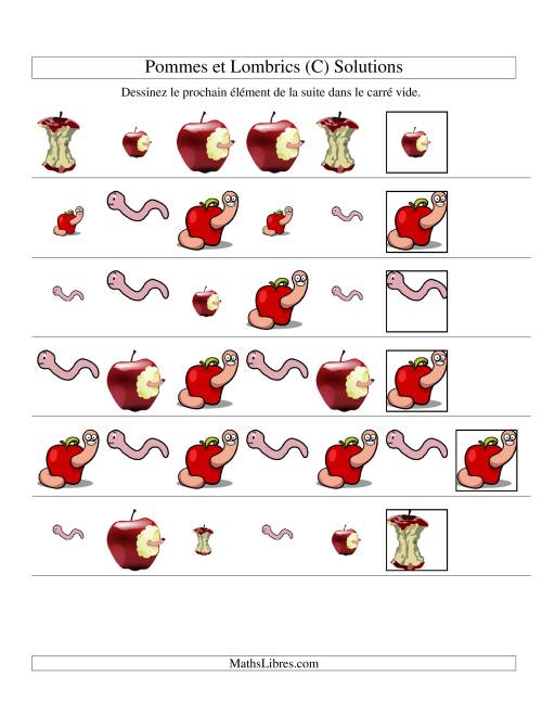 Suites d'images -- Pommes et lombrics -- Deux attributs (C) page 2