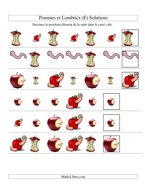 Suites d'images -- Pommes et lombrics -- Deux attributs (E) page 2