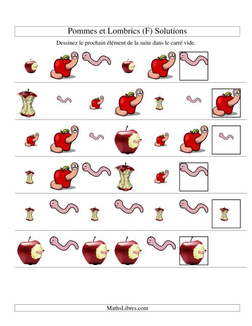 Suites d'images -- Pommes et lombrics -- Deux attributs (F) page 2