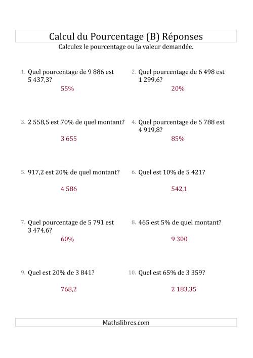 Problèmes de Pourcentage Mixtes avec des Montants de Nombres Décimaux et des Pourcentages Multiples de 5 (B) page 2
