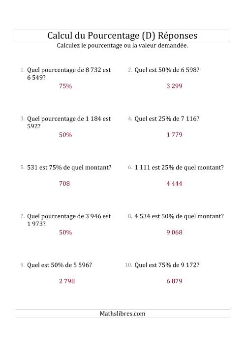 Problèmes de Pourcentage Mixtes avec des Montants de Nombres Entiers et des Pourcentages Multiples de 25 (D) page 2