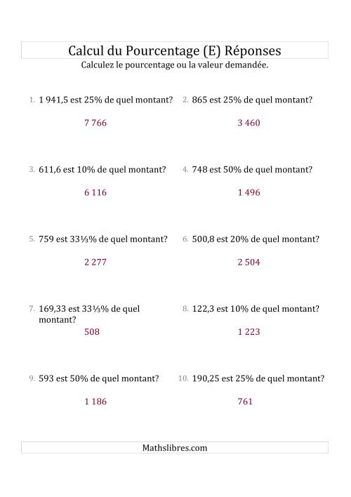 Calcul du Montant Original des Nombres Décimaux et la Sélection de Pourcentages (E) page 2