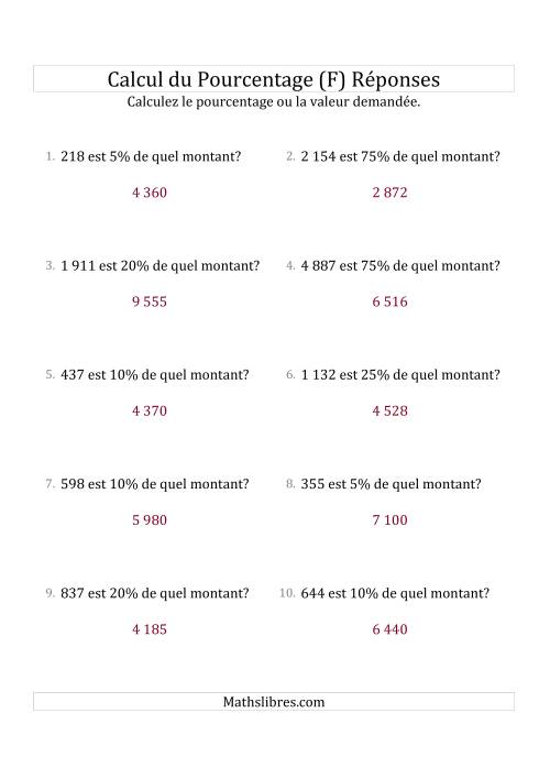 Calcul du Montant Original des Nombres Entiers et la Sélection de Pourcentages (F) page 2