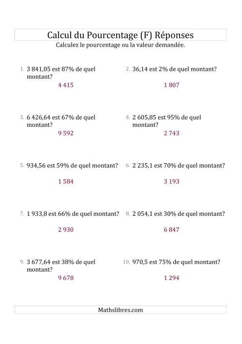 Calcul du Montant Original des Nombres Décimaux et des Pourcentages Variant de 1 à 99 (F) page 2