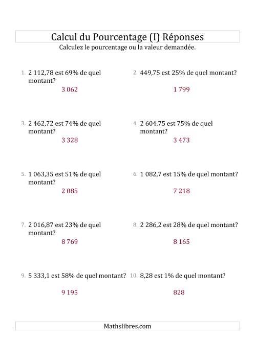 Calcul du Montant Original des Nombres Décimaux et des Pourcentages Variant de 1 à 99 (I) page 2