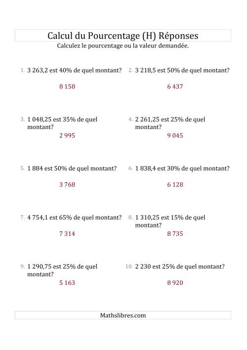 Calcul du Montant Original des Nombres Décimaux et des Pourcentages Multiples de 5 (H) page 2