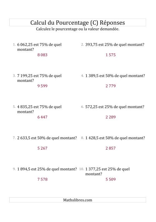 Calcul du Montant Original des Nombres Décimaux et des Pourcentages Multiples de 25 (C) page 2