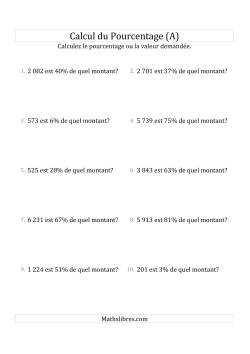 Calcul du Montant Original des Nombres Entiers et des Pourcentages Variant de 1 à 99
