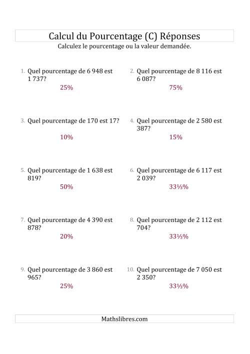 Calcul du Taux de Pourcentage des Nombres Entiers et la Sélection de Pourcentages (C) page 2