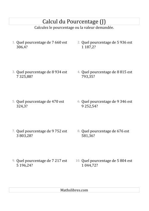 Calcul du Taux de Pourcentage des Nombres Décimaux et des Pourcentages Variant de 1 à 99 (J)