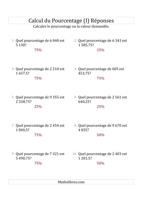 Calcul du Taux de en Pourcentage des Nombres Décimaux et des Pourcentages Multiples de 25 (I) page 2