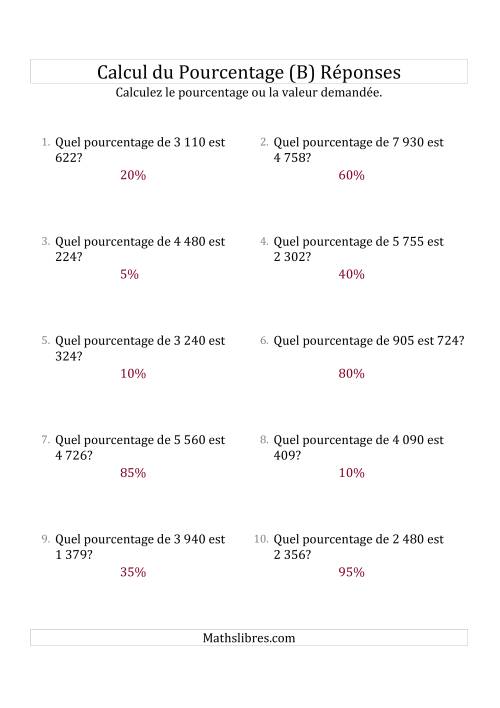 Calcul du Taux de Pourcentage des Nombres Entiers et des Pourcentages Multiples de 5 (B) page 2