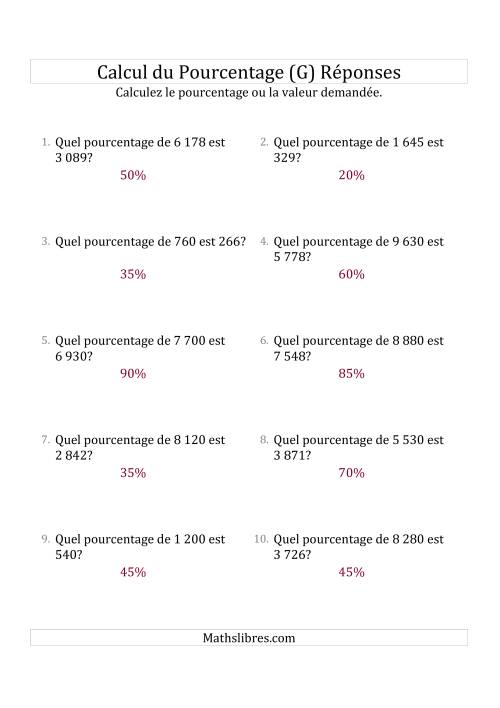 Calcul du Taux de Pourcentage des Nombres Entiers et des Pourcentages Multiples de 5 (G) page 2