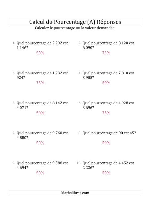 Calcul du Taux de en Pourcentage des Nombres Décimaux et des Pourcentages Multiples de 25 (A) page 2