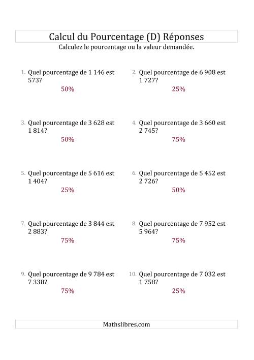 Calcul du Taux de en Pourcentage des Nombres Décimaux et des Pourcentages Multiples de 25 (D) page 2