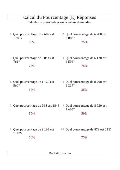 Calcul du Taux de en Pourcentage des Nombres Décimaux et des Pourcentages Multiples de 25 (E) page 2