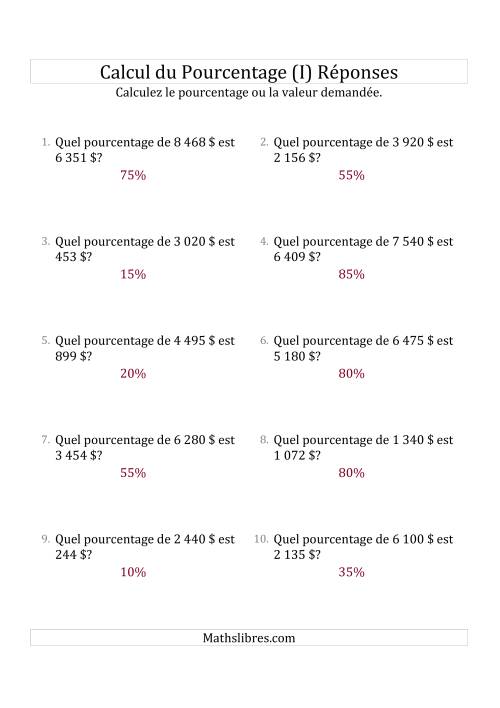 Calcul du Taux de Pourcentage des Nombres Entiers et des Pourcentages Multiples de 5 (Sommes en Dollars) (I) page 2