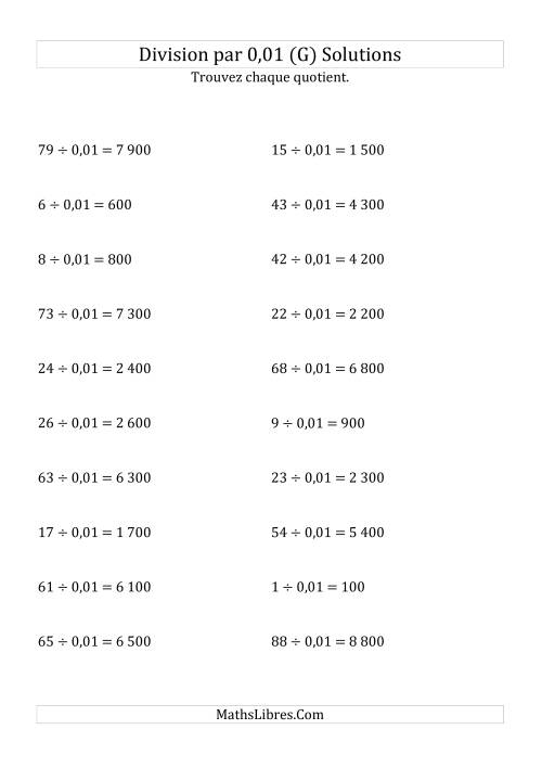 Division de nombres entiers par 0,01 (G) page 2