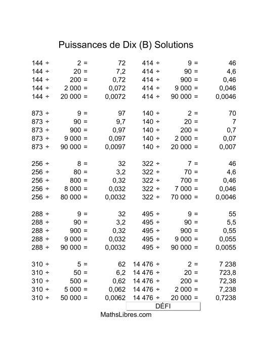 Nombres deux-chiffres divisés par multiples de puissances négatives de dix (B) page 2