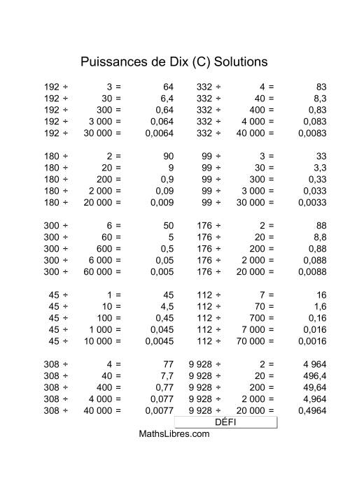 Nombres deux-chiffres divisés par multiples de puissances négatives de dix (C) page 2