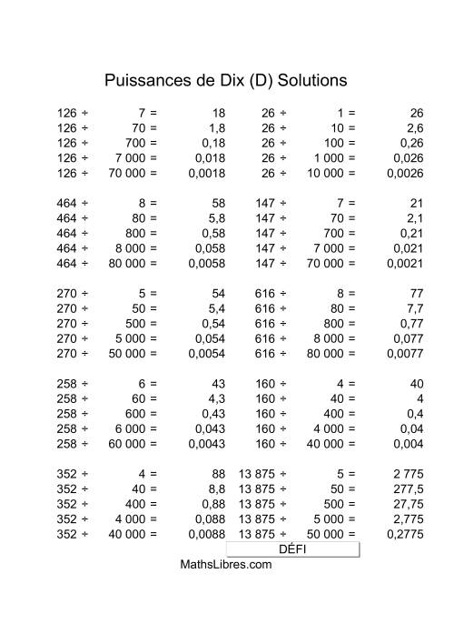 Nombres deux-chiffres divisés par multiples de puissances négatives de dix (D) page 2