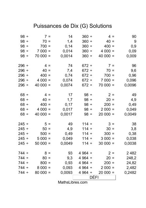 Nombres deux-chiffres divisés par multiples de puissances négatives de dix (G) page 2
