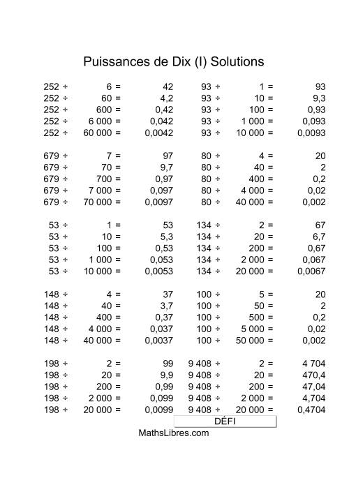 Nombres deux-chiffres divisés par multiples de puissances négatives de dix (I) page 2