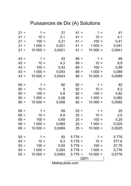 Nombres deux-chiffres divisés par puissances positives de dix (Tout) page 2