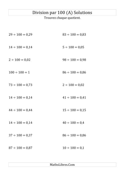 Division de nombres entiers par 100 (A) page 2