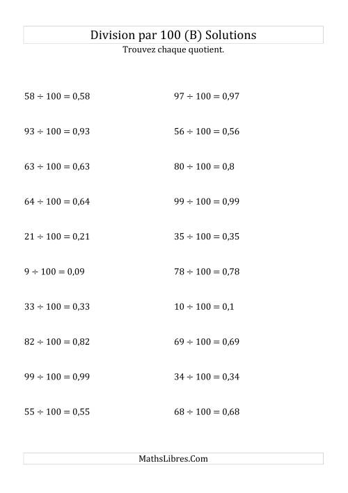 Division de nombres entiers par 100 (B) page 2