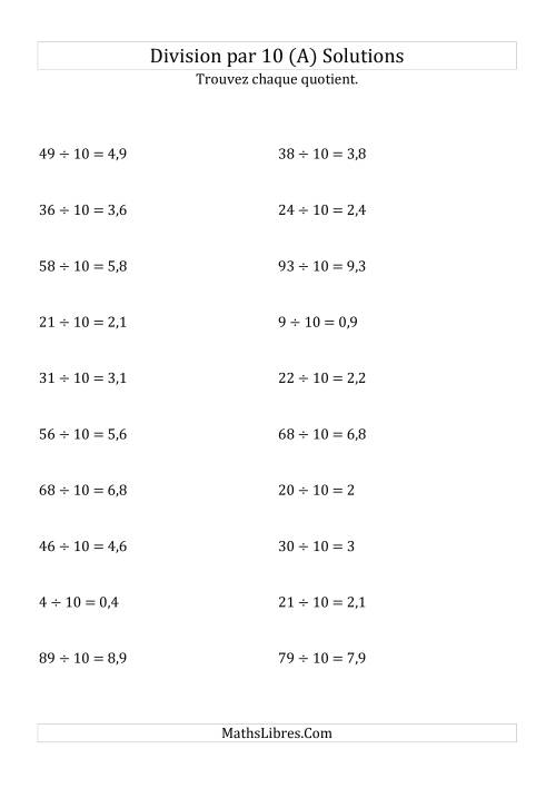 Division de nombres entiers par 10 (A) page 2