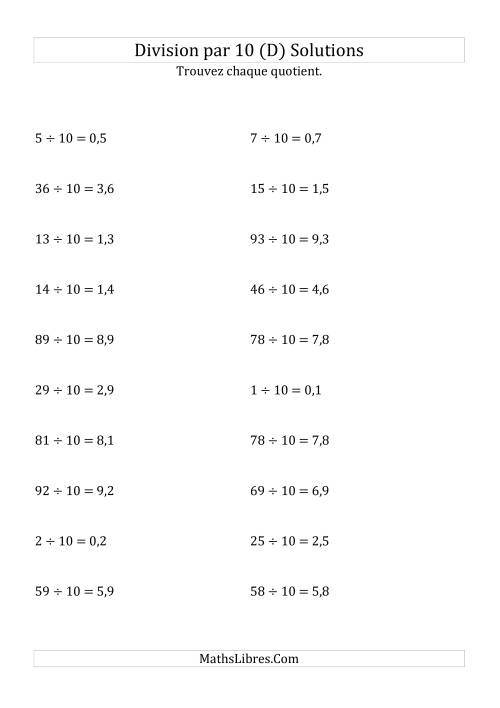 Division de nombres entiers par 10 (D) page 2