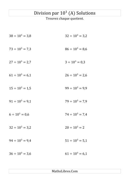 Division de nombres entiers par 10¹ (A) page 2
