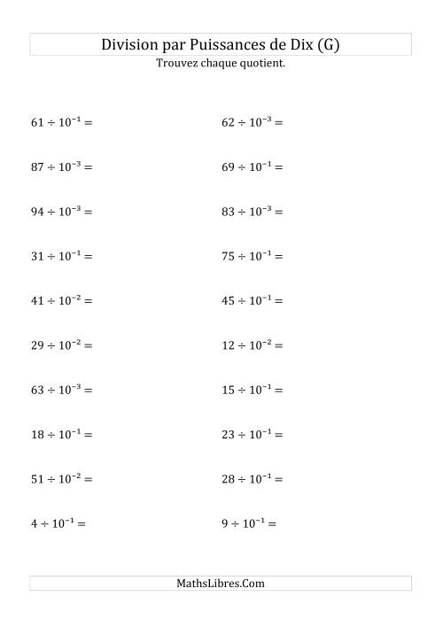 Division de nombres entiers par puissances n&eeacute;gatives de dix (forme exposant) (G)
