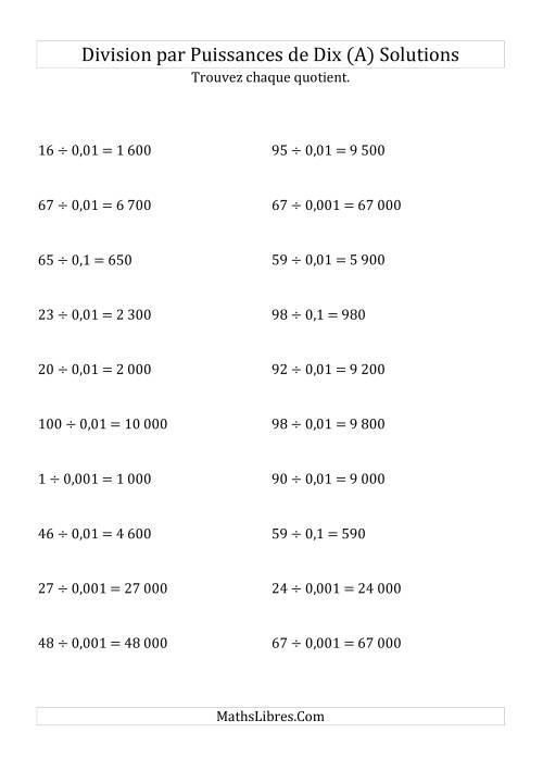 Division de nombres entiers par puissances n&eeacute;gatives de dix (forme standard) (A) page 2