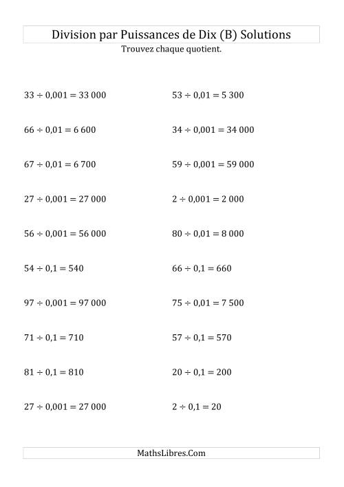 Division de nombres entiers par puissances n&eeacute;gatives de dix (forme standard) (B) page 2