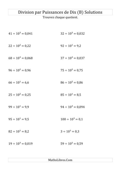 Division de nombres entiers par puissances positives de dix (forme exposant) (B) page 2