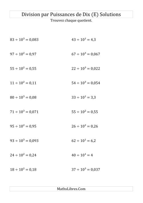 Division de nombres entiers par puissances positives de dix (forme exposant) (E) page 2