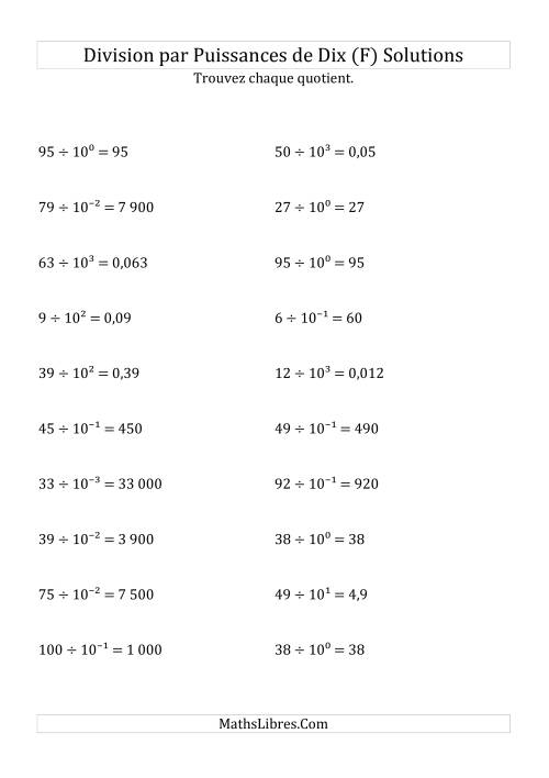 Division de nombres entiers par puissances de dix (forme exposant) (F) page 2