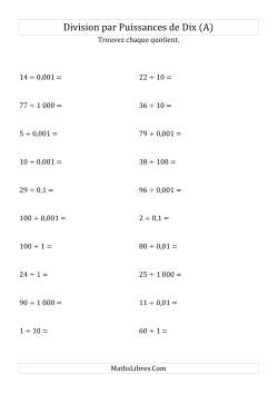 Division de nombres entiers par puissances de dix (forme décimale)